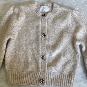 Zara Beige Knit Cardigan with Floral Buttons